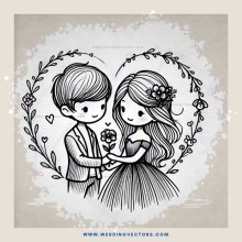 a couple exchanging flowers in black and white