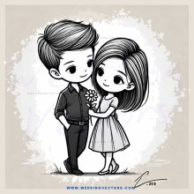 a cartoon drawing of a couple embracing each other