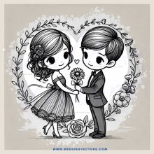 the couple holding flowers