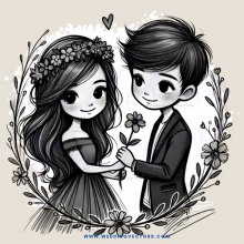 a couple holding flowers and a butterfly