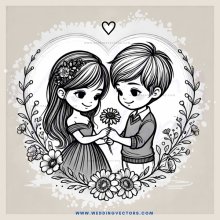 two kids with flowers and butterflies in between them