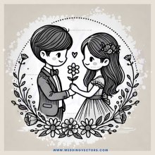 a boy and girl holding flower petals