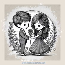 love story in flowers and leaves