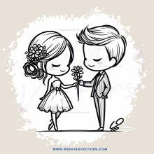 a boy and girl hold a flower