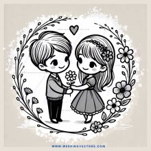 two children embrace in an image with flowers and leaves