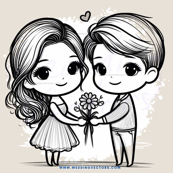 two girls holding flowers and smiling at each other