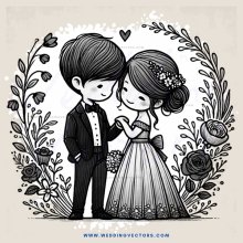 a couple in black and white wedding portrait