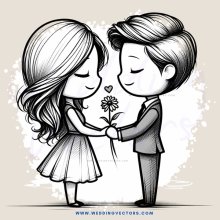 two people embracing with flower