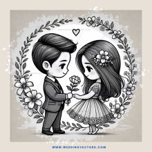 a boy and girl holding flowers together