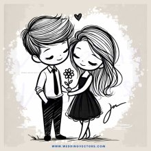 a couple holding hands and flowers