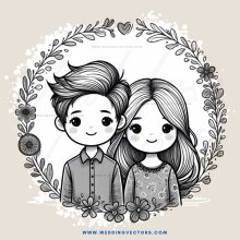 boy and girl flower bouquet picture