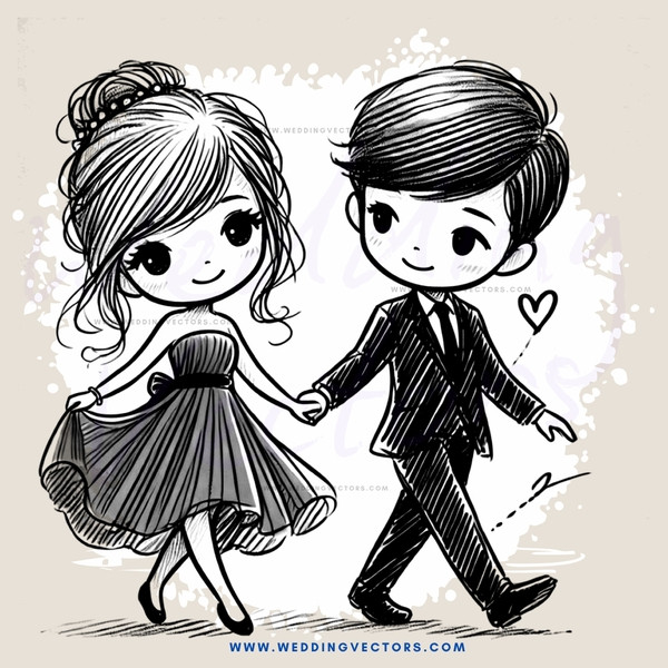 a young couple walking hand in hand