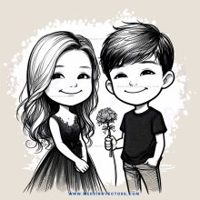 a girl and boy holding flowers