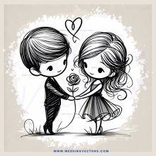 a boy and girl sharing a rose