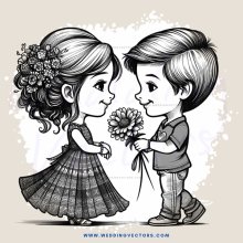 two kids holding flowers and smiling