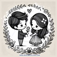a couple exchanging flowers