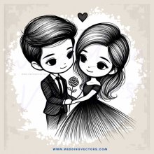 couple hugging and kissing in black and white cartoon