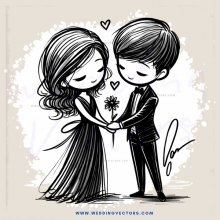 cartoon couple shaking hands