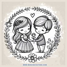 two children hugging with flowers