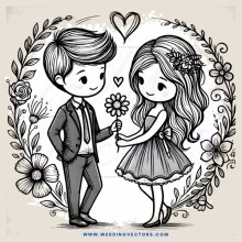 lovers standing side by side in nature
