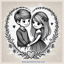 lovers in black and white drawing