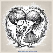 boy and girl holding flowers in their hands