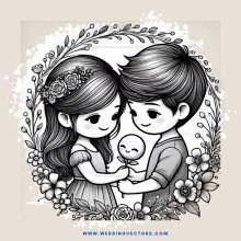 a girl and boy embracing with a baby bear