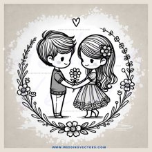 two kids with flowers