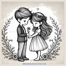 a boy and girl hugging in an illustration