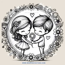 boy and girl hugging picture frame