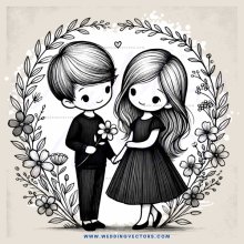 boy and girl embracing in an outdoor garden scene