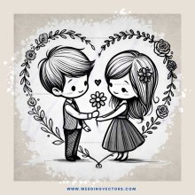 boy and girl holding flower