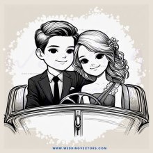 black and white car picture of couple