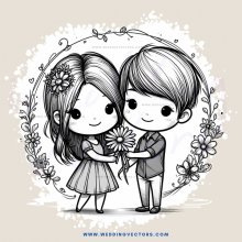 two children holding flowers and fruit