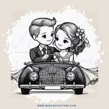 a couple in a vintage car