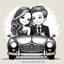 a couple in a vintage car