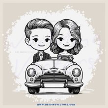 cartoon couple in car