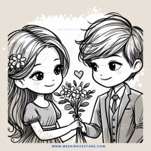 two people holding flowers and smiling