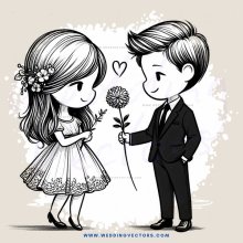 boy and girl with flower and rose