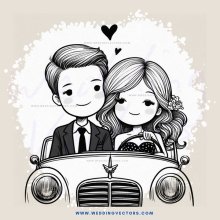 a couple in a car with an old model car