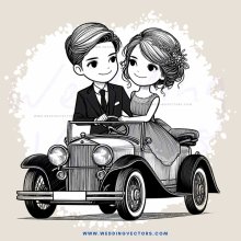 a couple in a vintage car