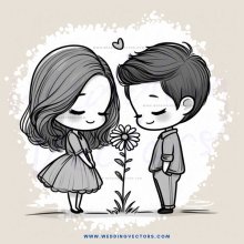 two people next to a flower