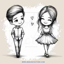 a couple standing together, smiling and making eye contact
