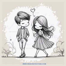 a boy and girl standing in front of trees