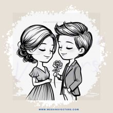 a boy and girl holding hands with a rose