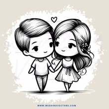 a boy and girl holding hands