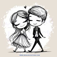 a couple walking with hearts in their eyes