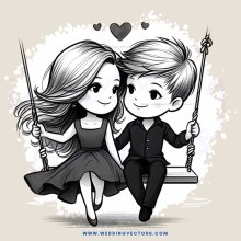 a girl and boy on swings