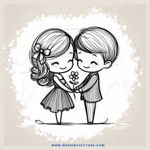 two kids holding hands and flower