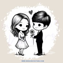 two people holding flowers and posing for picture